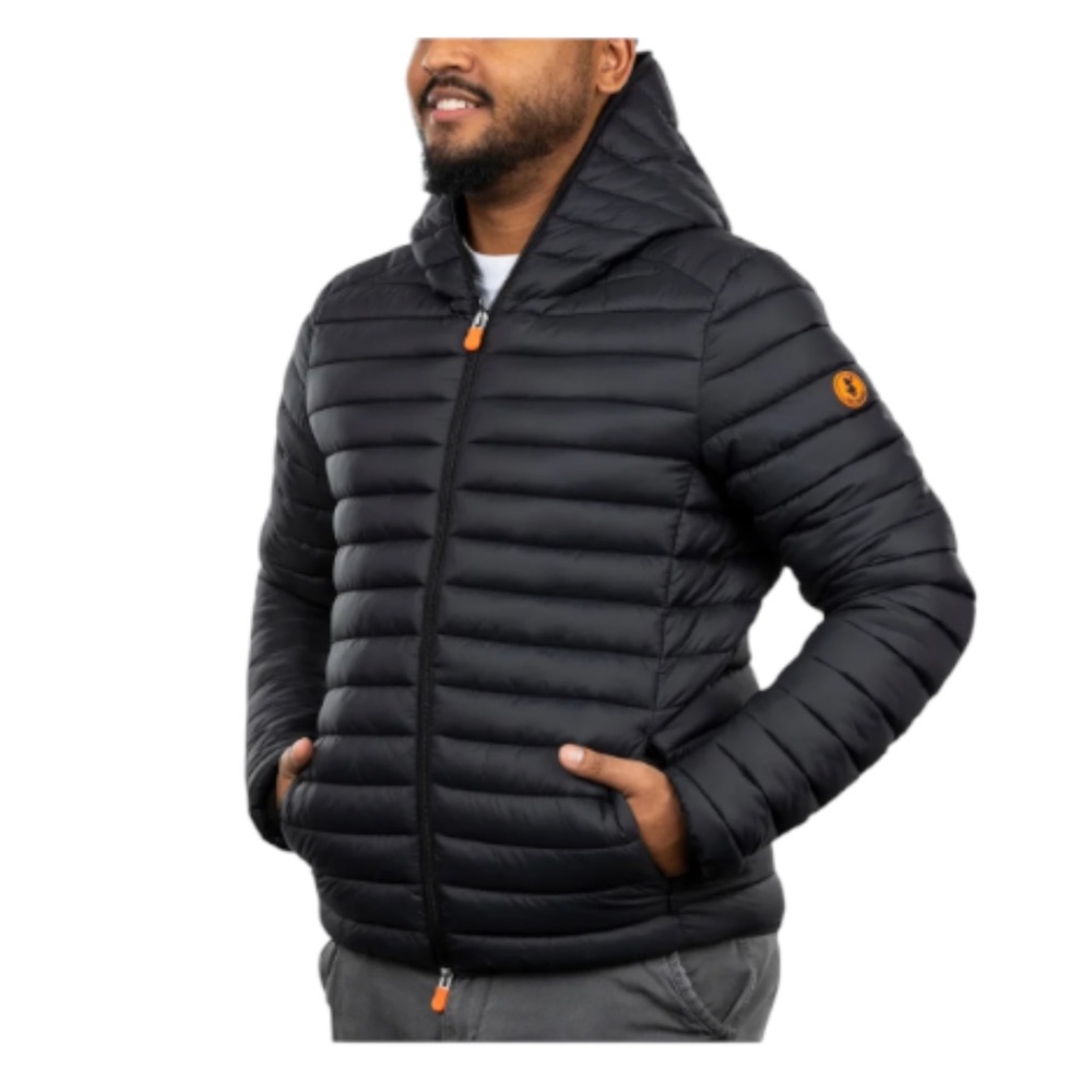 Save the Duck Donald Hooded Puffer Jacket Navy Blue Mens Size XXL Vegan Down